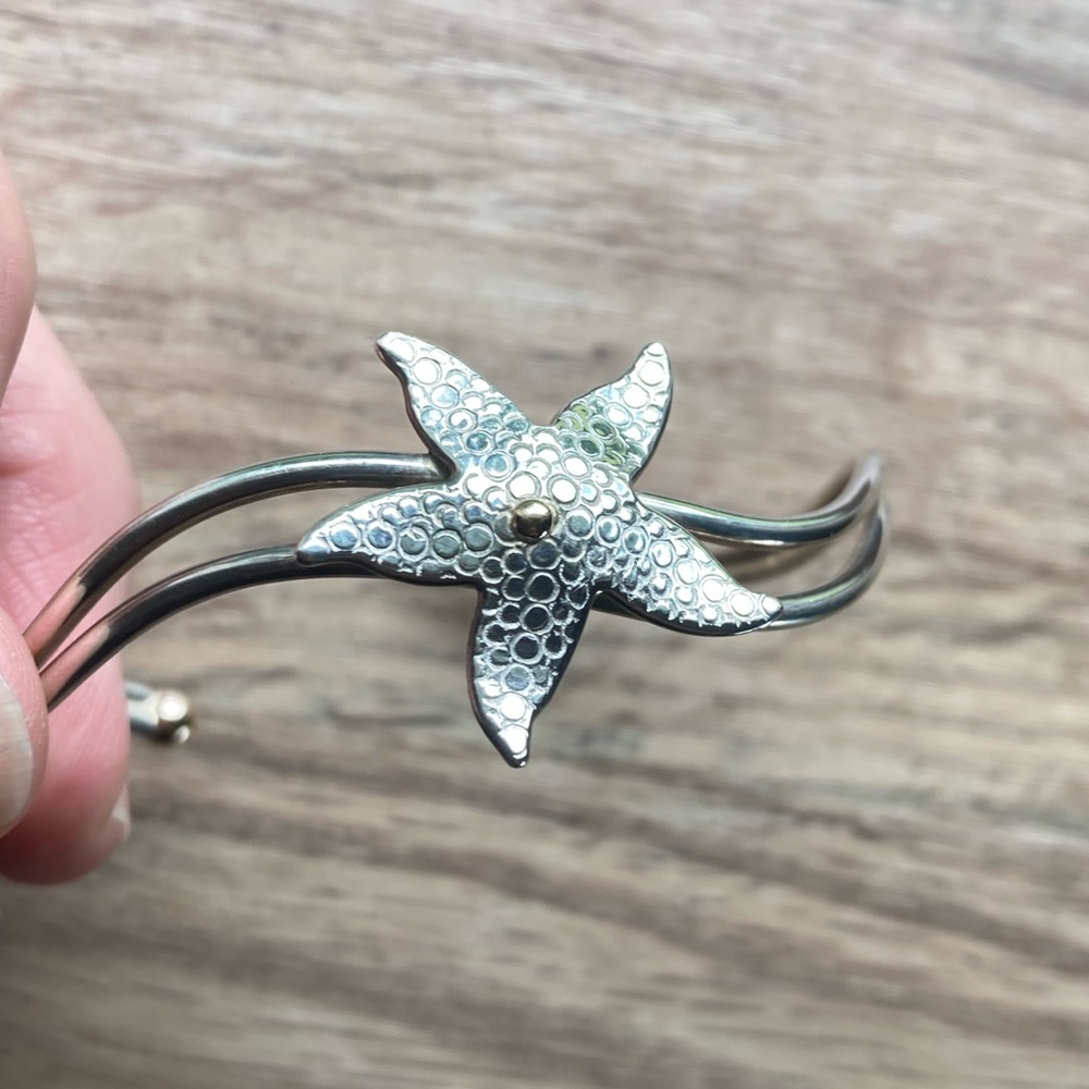 Authentic Eden Hand Arts sterling and gold starfish cuff bracelet